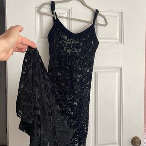 Victorias Secret Vintage black velvet flocked maxi dress gown